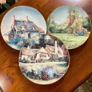 Vintage Marty Bell English Country Cottage Collector Plates Set,